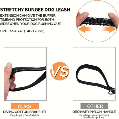 Heavy Duty Dog Leash with Elastic Bungee for Medium & Large Dogs