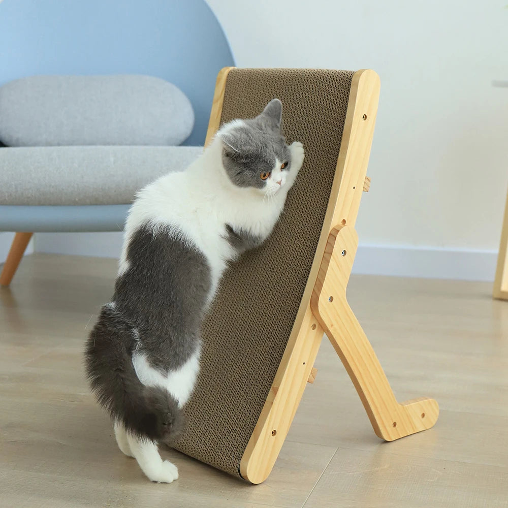 3-in-1 Wooden Frame Cat Scratcher and Lounge Bed