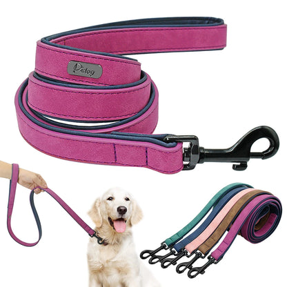 Premium 4ft Soft Leather Dog Leash with Padded Handle