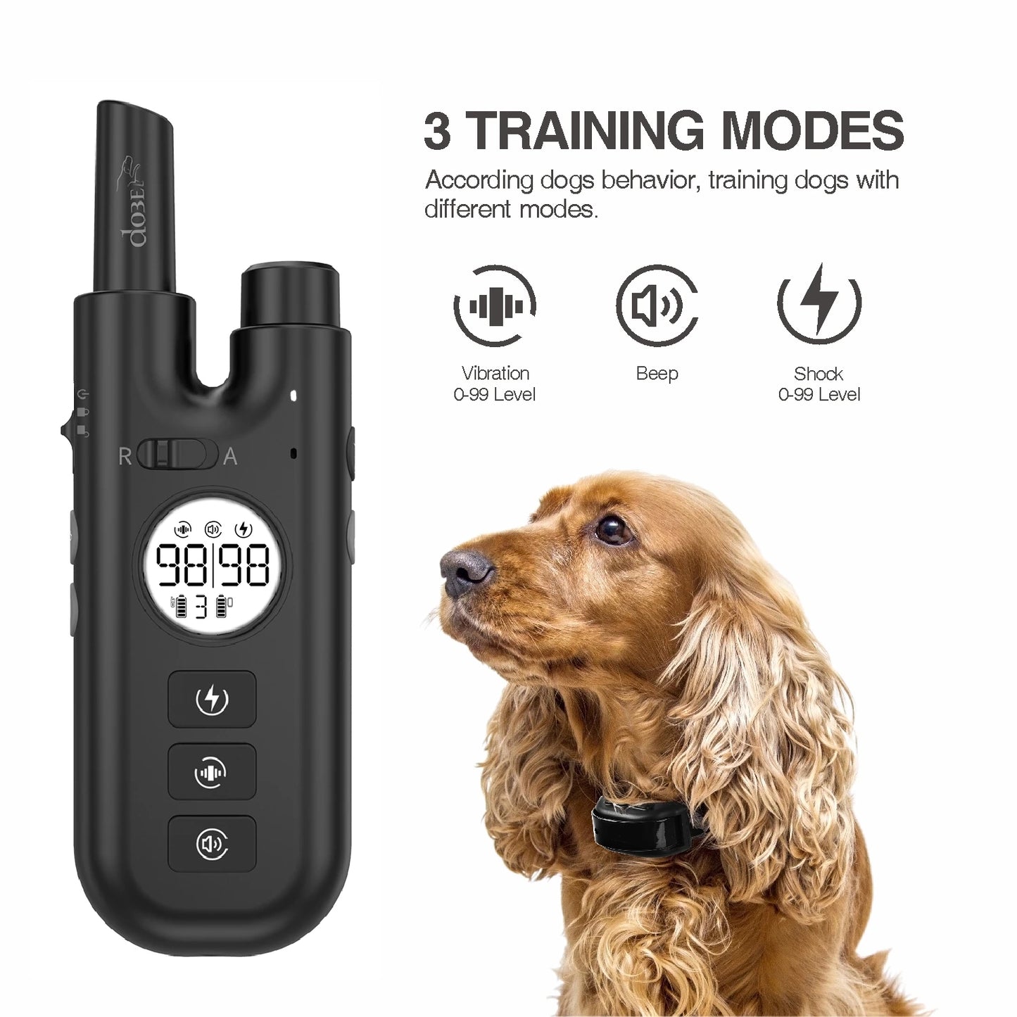2-in-1 Dog Training and Automatic Bark Control Collar with Remote (3 Collar Pack)