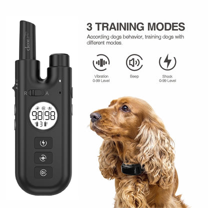 2-in-1 Dog Training and Automatic Bark Control Collar with Remote (3 Collar Pack)