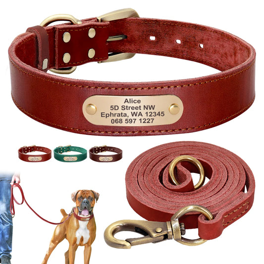 Custom Leather Dog Collar and Leash Set