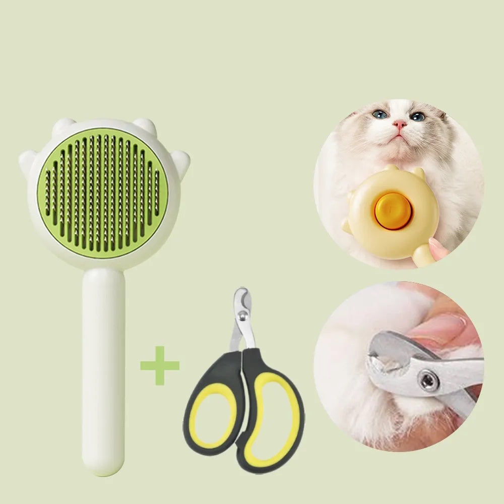Pet Grooming Needle Brush with Nail Clippers