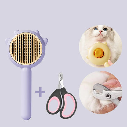 Pet Grooming Needle Brush with Nail Clippers