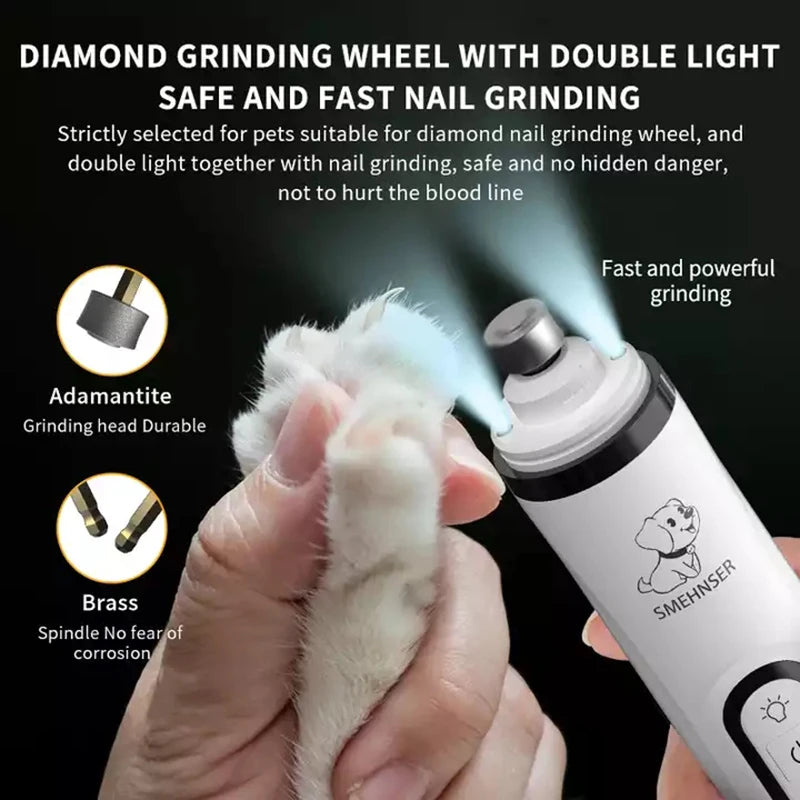 Electric Pet Nail Grinder with LED Light for Cats and Dogs