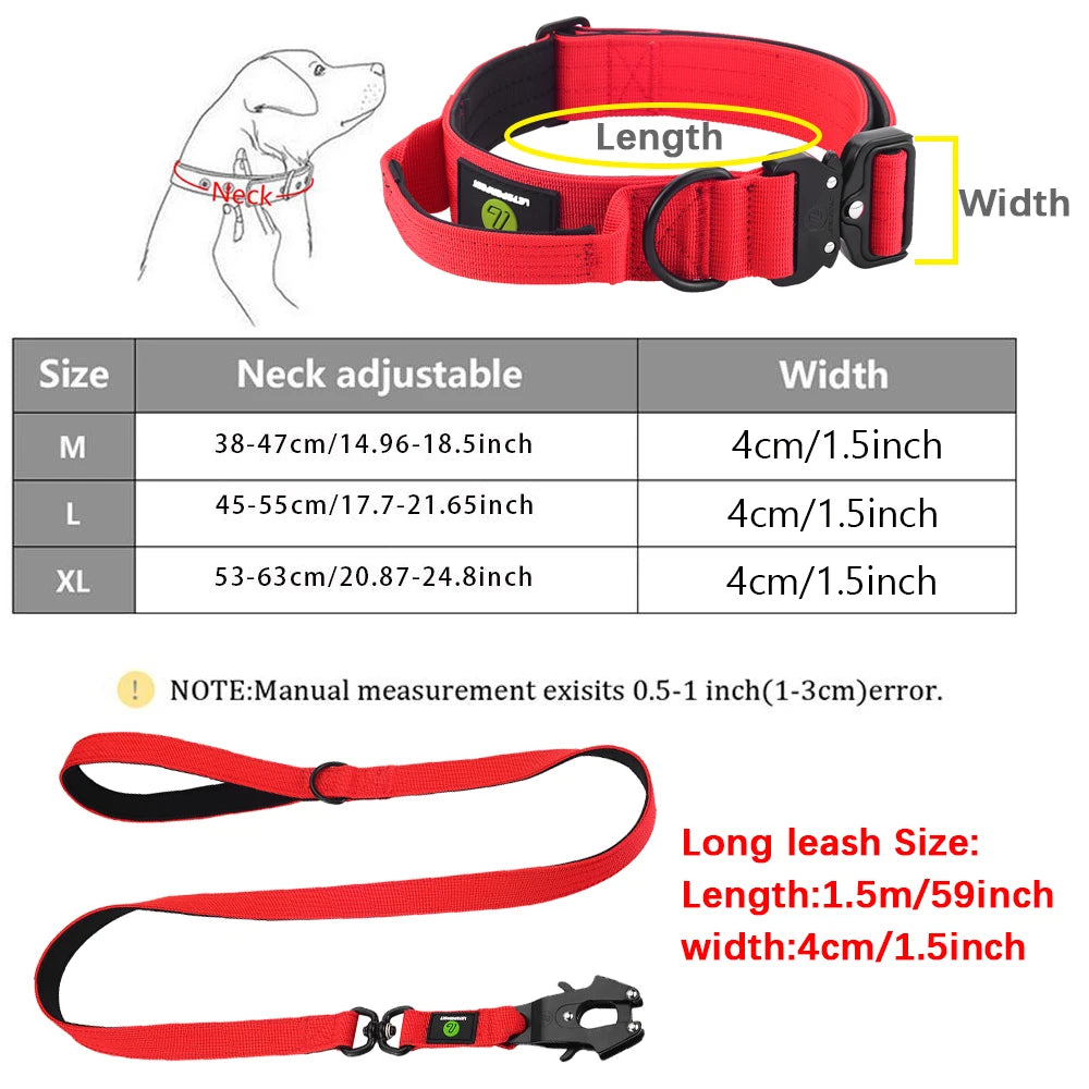 Quick Release Military Traffic Dog Leash with Heavy Duty Nylon Collar