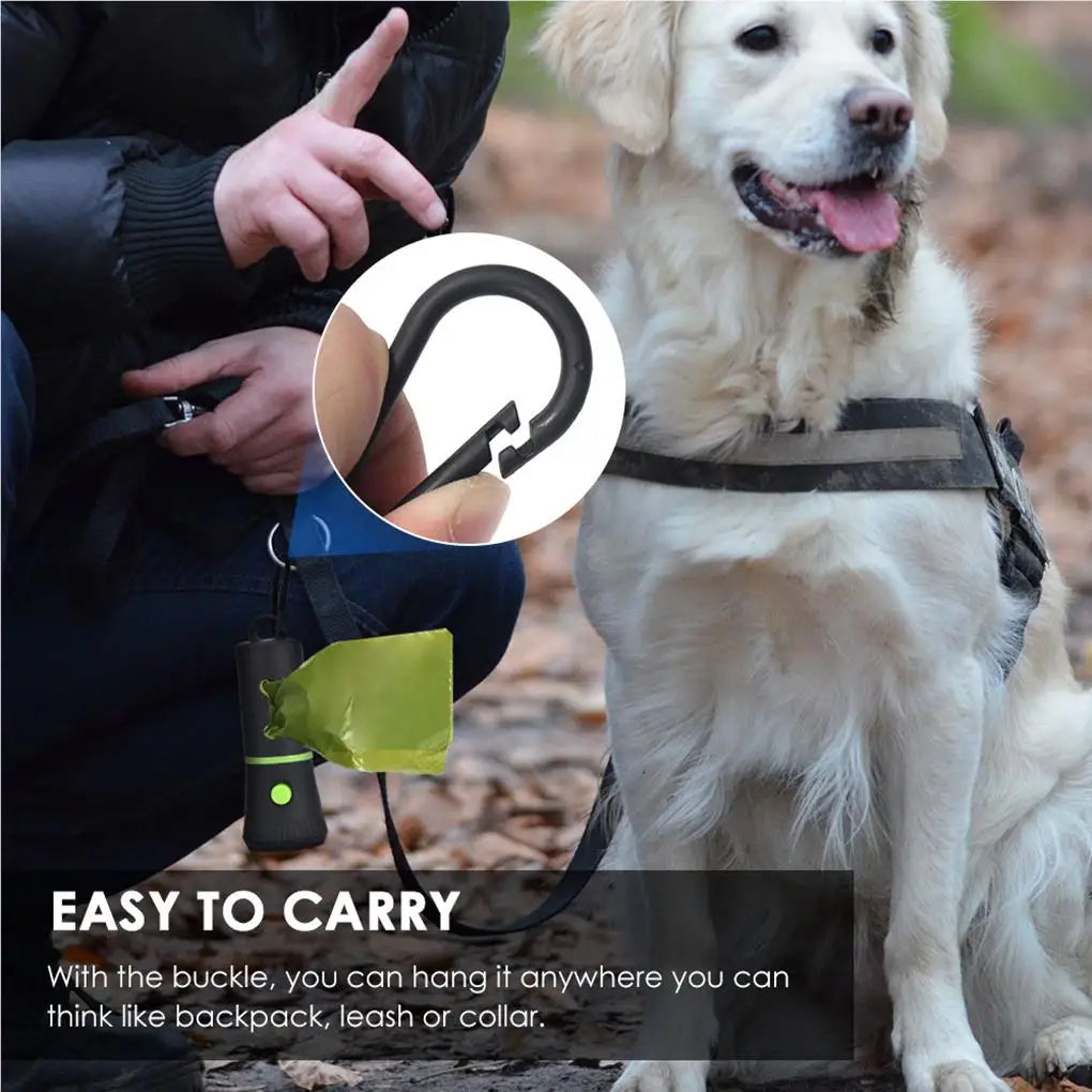 Waste Bag Dispenser with LED Flashlight for Dog Walks