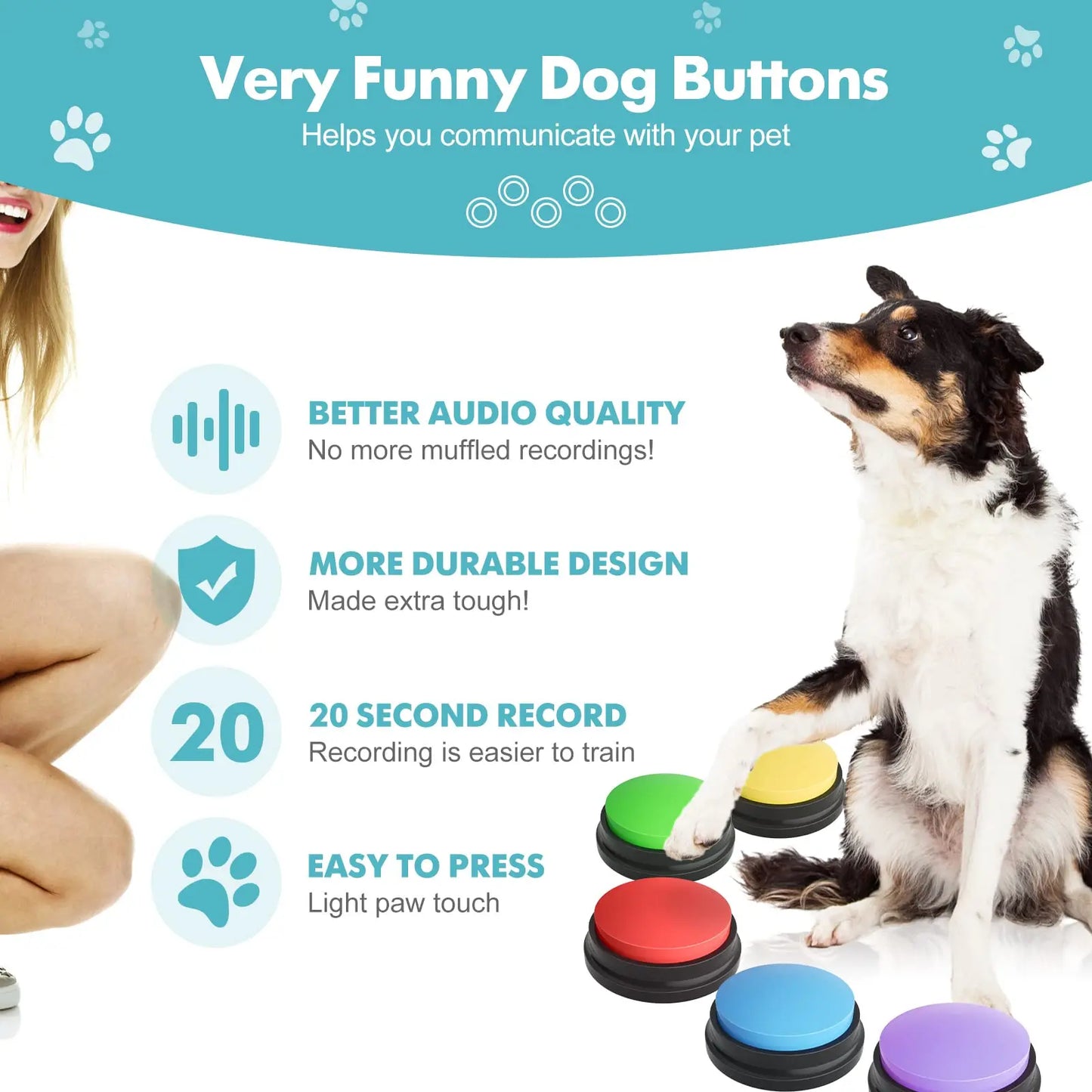 Recordable Voice Communication Buttons Toy for Pets