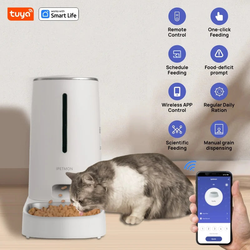 Wi-Fi Enabled 4L Smart Pet Feeder for Cats and Dogs with APP Control