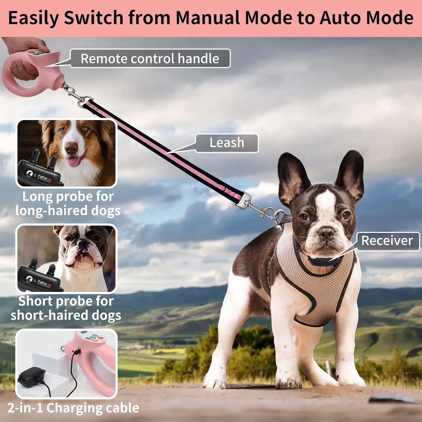 Dog Electric Training Collar With Smart Training Leash 1600ft