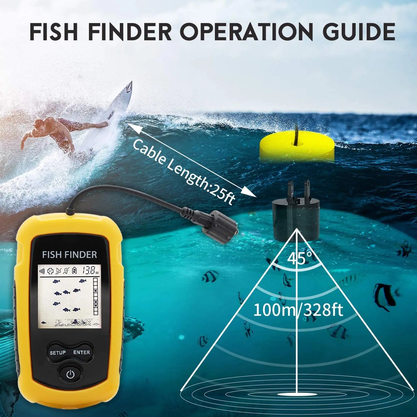 100M Portable Sonar Fish Finder