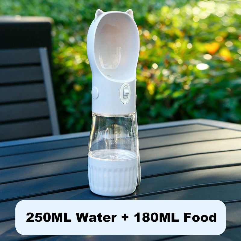 Portable Dog Water Bottle With Food Cup 