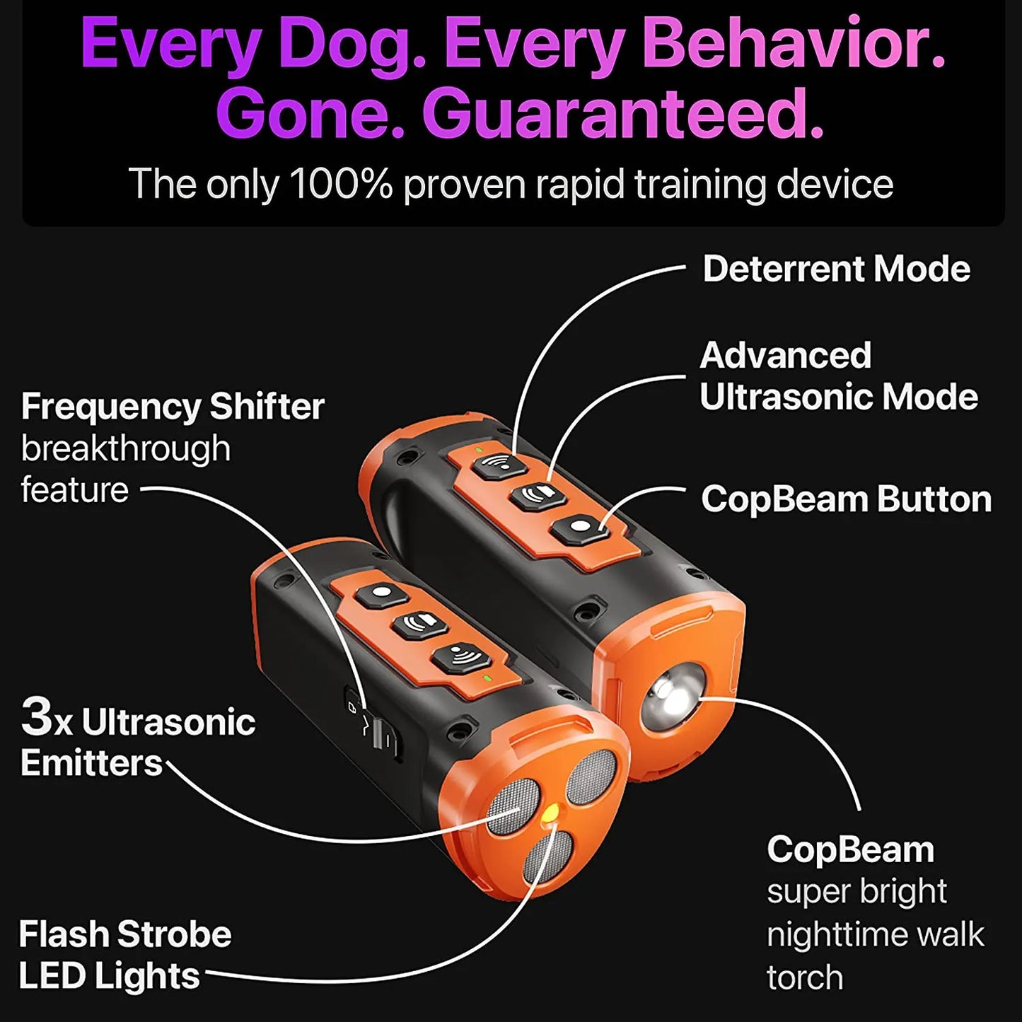 Pet Dog Ultrasonic Dog Training Device with LED Flashlight