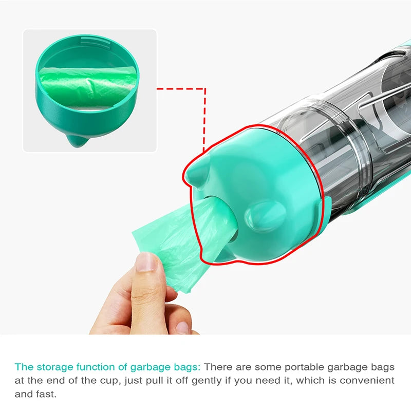 Portable Multifunctional Dog Water Bottle with Poop Dispenser