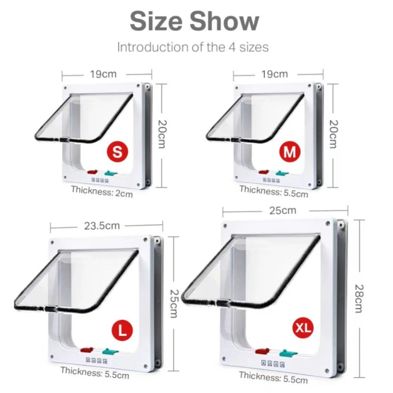 Cat Flap Door with 4-Way Security Lock