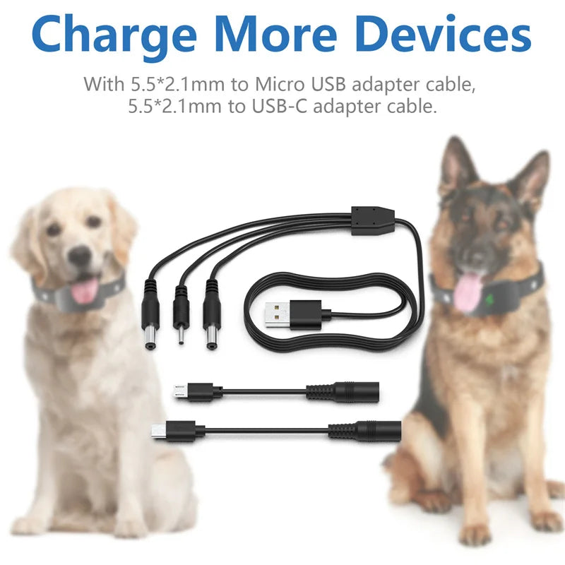 3-in-1 Pet Dog Training Collar Charger Cord and Adapter