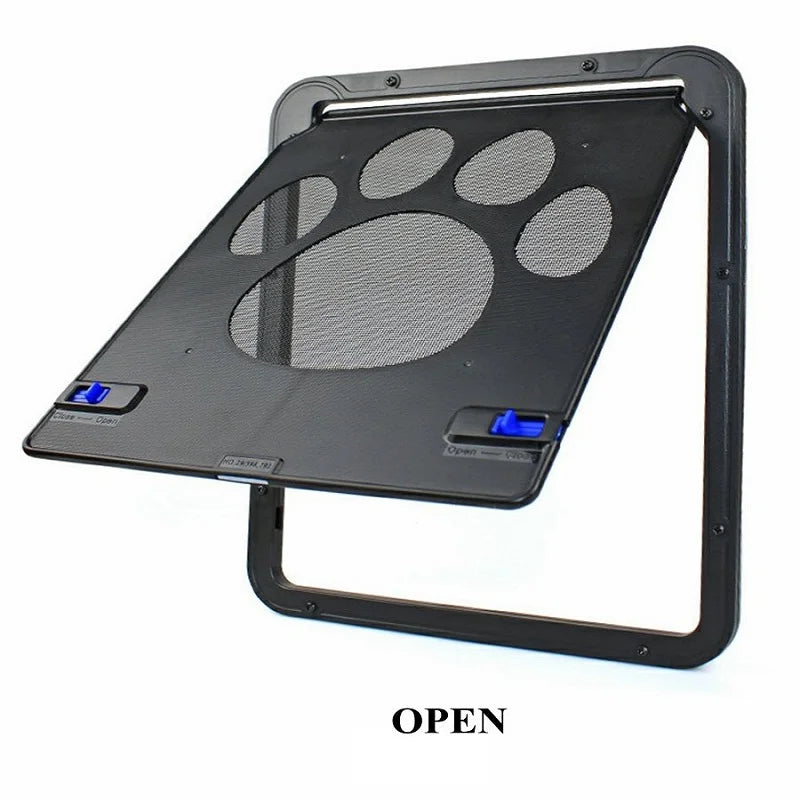 Pet Door Safety Lockable Magnetic Screen with Dog Paw Print Design