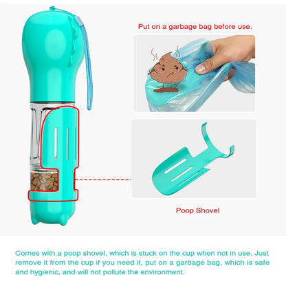 Portable Multifunctional Dog Water Bottle with Poop Dispenser