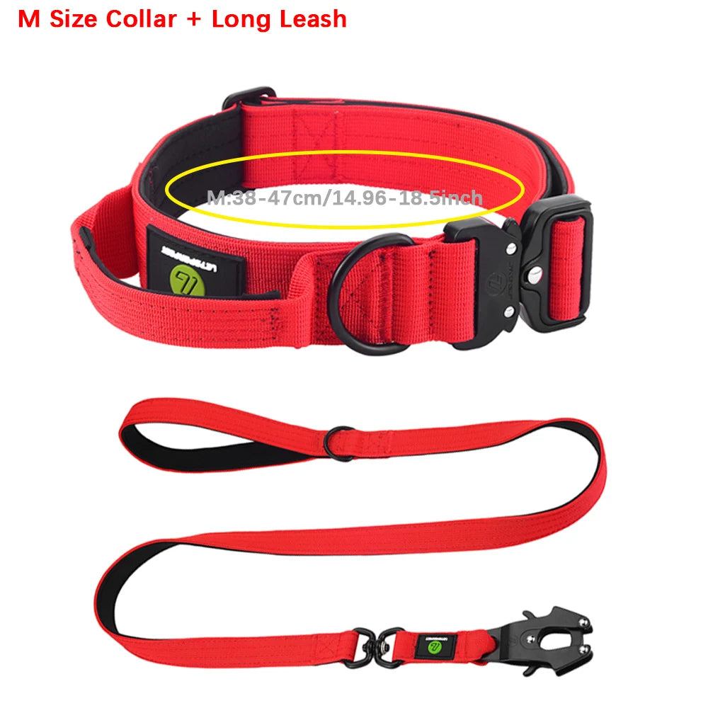 Quick Release Military Traffic Dog Leash with Heavy Duty Nylon Collar