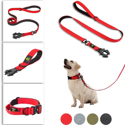 Quick Release Military Traffic Dog Leash with Heavy Duty Nylon Collar