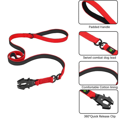 Quick Release Military Traffic Dog Leash with Heavy Duty Nylon Collar