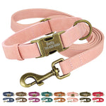 Personalised Leather Dog Collar and Lead Set