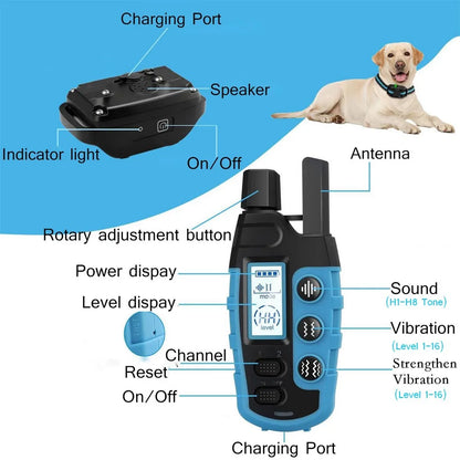 Rechargeable No-Shock Anti-Bark and Waterproof Dog Training Collar with Beep and Vibration Modes