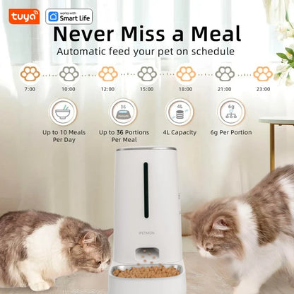 Wi-Fi Enabled 4L Smart Pet Feeder for Cats and Dogs with APP Control