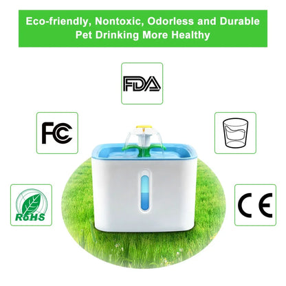 Automatic Pet Water Fountain with LED Indicator and Triple-Flow System