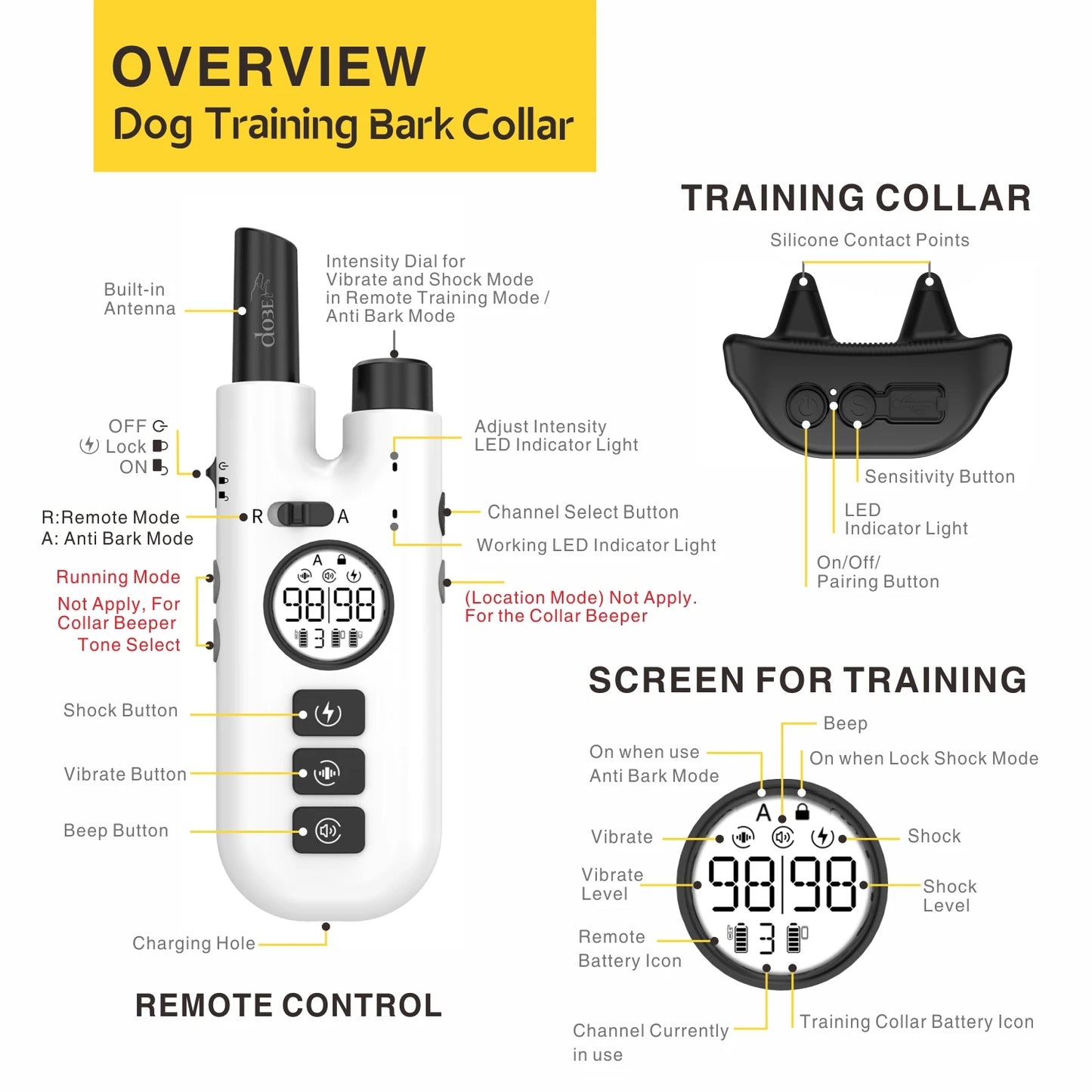 2-in-1 Dog Training and Anti-Bark Collar (Automatic and Manual Modes)