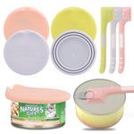 4-Piece Set of Reusable Pet Food Can Covers with 3 Spoons