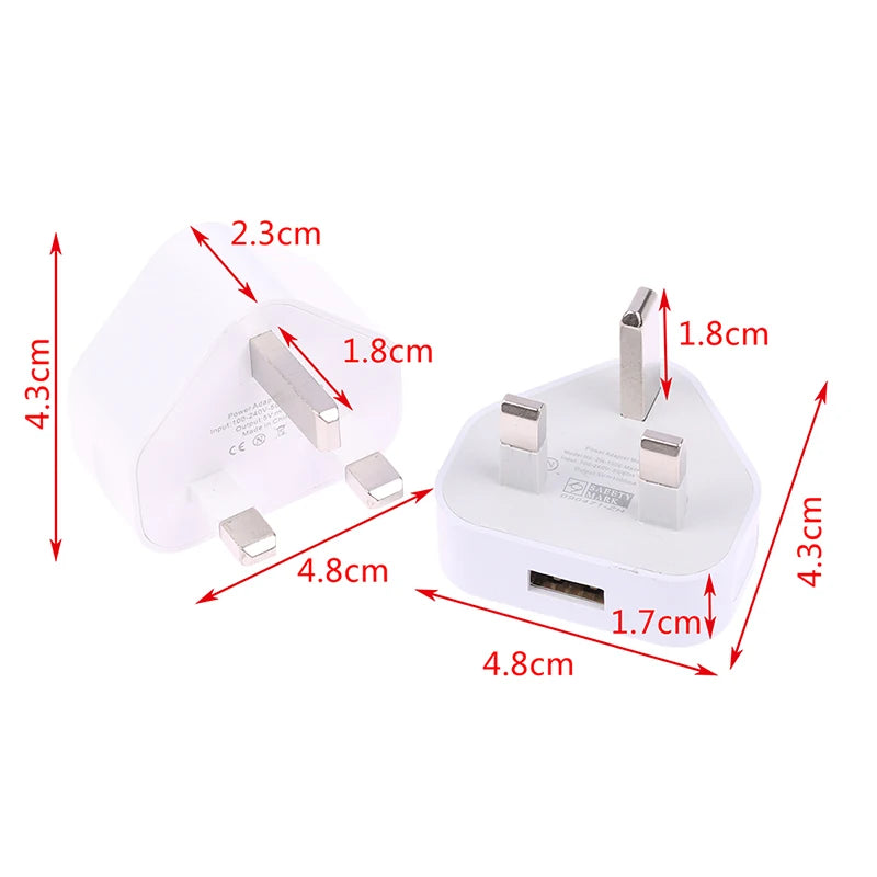 UK 3-Pin Plug to Type-B USB Charger for Dog Training Devices