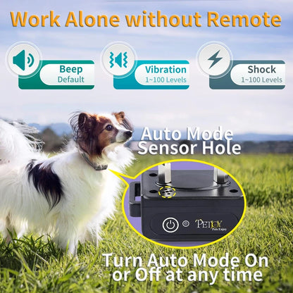 Automatic Bark Collar with Remote - 2-in-1 Dog Training Collar (3 - Collars for 3 Dogs)