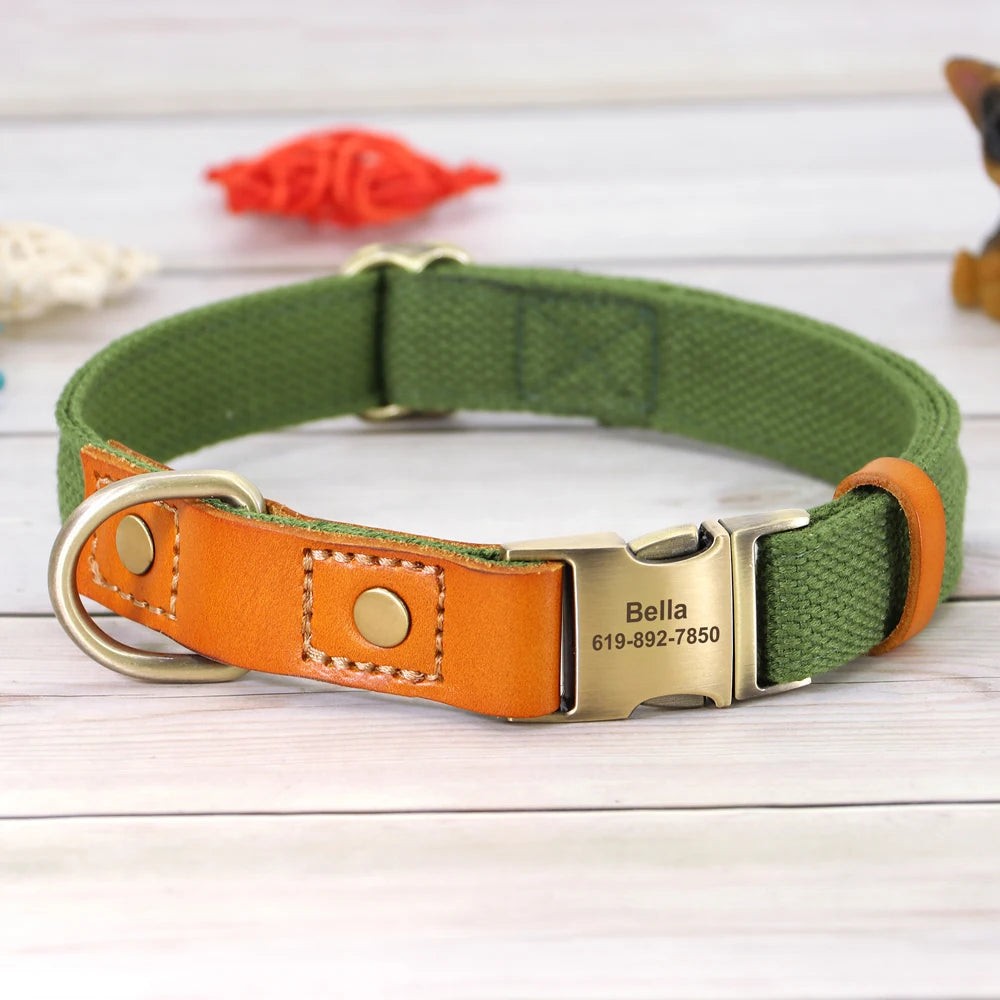 Personalised Nylon Custom Dog Puppy Collar Leash Set