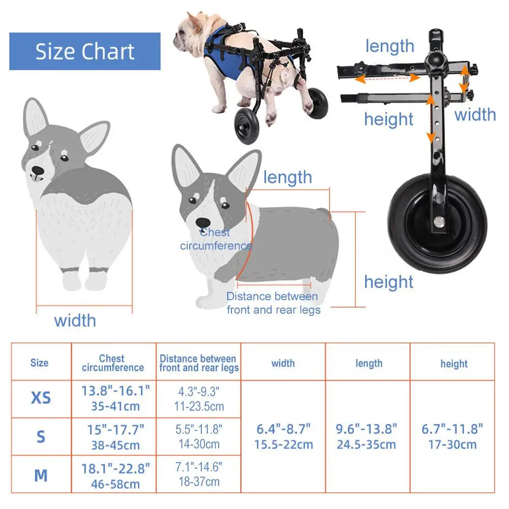 Adjustable Pet Wheelchair: Rehabilitation Aid for Small Dogs and Cats