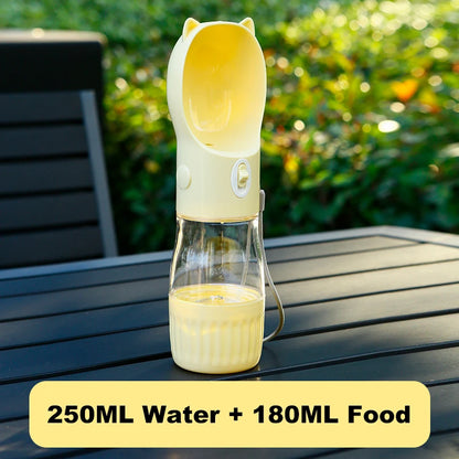 Portable Dog Water Bottle With Food Cup 