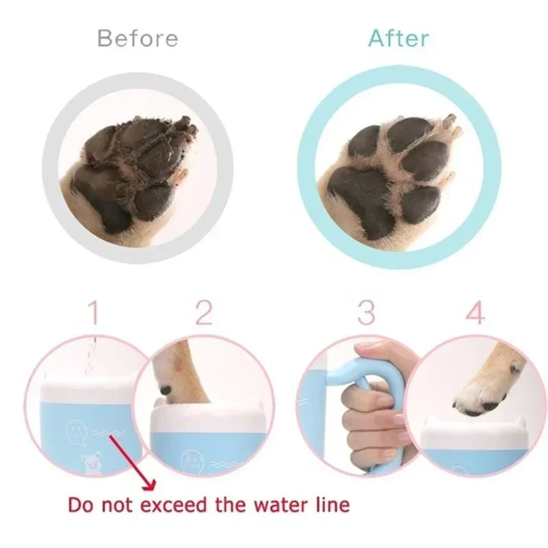 Manual Spin Portable Dog Paw Cleaner Cup with Soft Silicone Brush