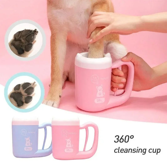 Manual Spin Portable Dog Paw Cleaner Cup with Soft Silicone Brush