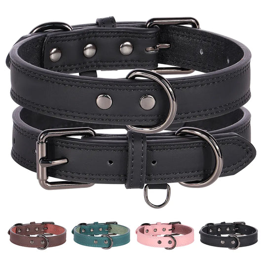 Durable Leather Dog Collar for Small, Medium, and Large Dogs