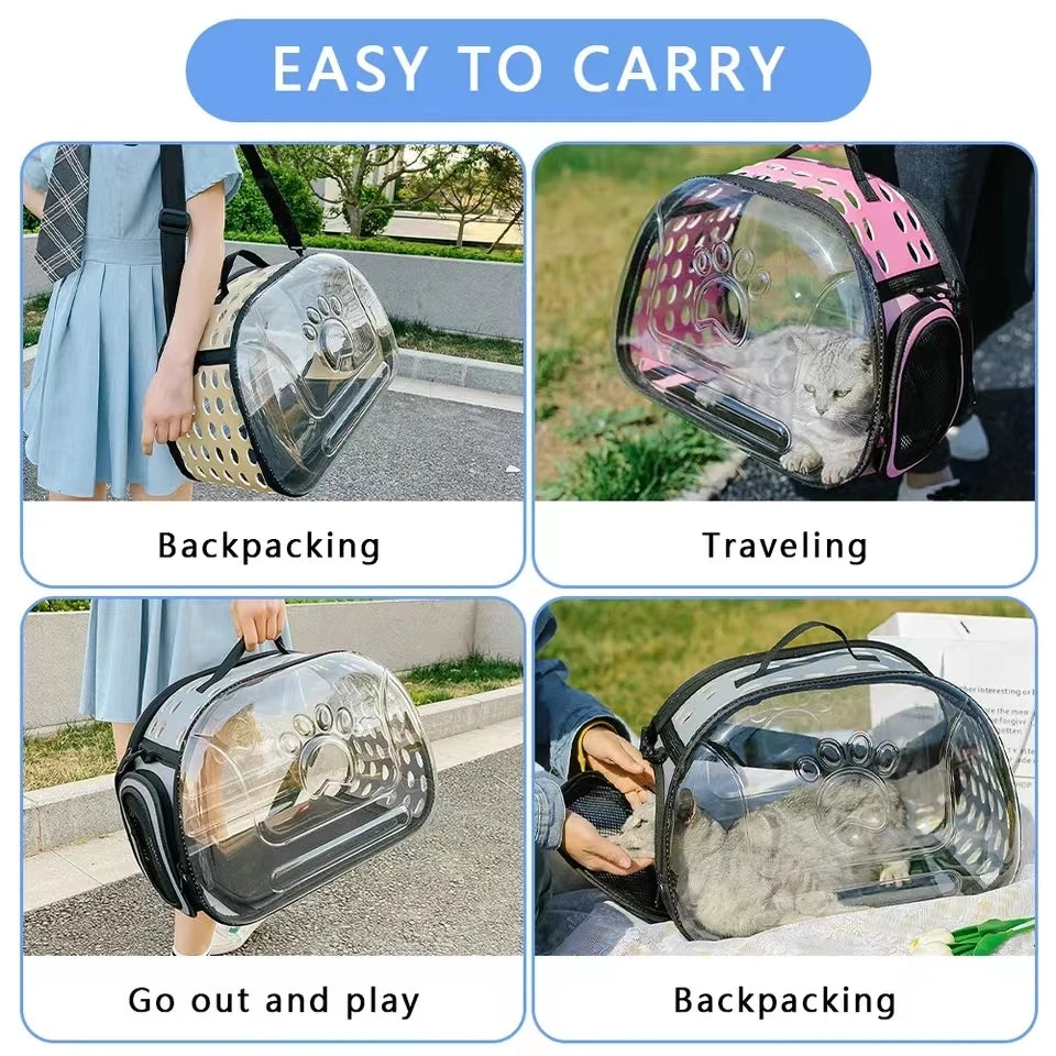 Pet Shoulder Bag: Transparent and Breathable Cat Carrier