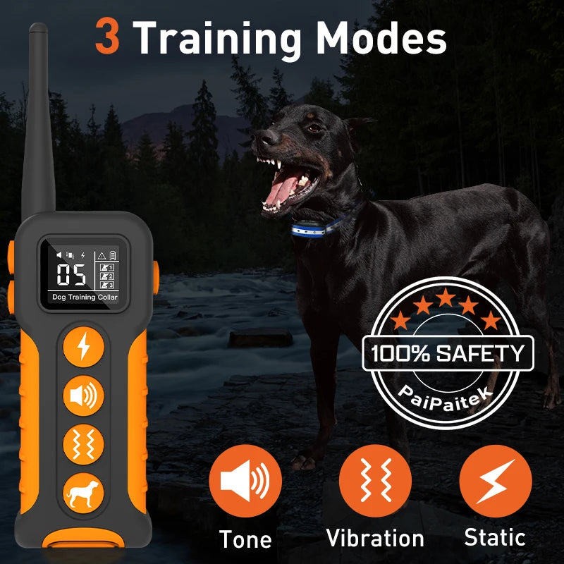 3300 ft Rechargeable & Waterproof Dog Shock Collar with Remote (1 Remote - 2 Collars for 2 Dogs)