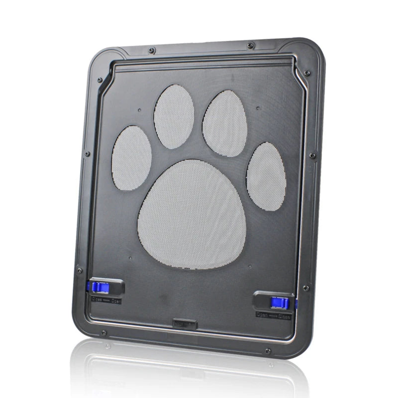 Pet Door Safety Lockable Magnetic Screen with Dog Paw Print Design