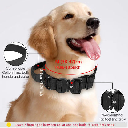 Quick Release Military Traffic Dog Leash with Heavy Duty Nylon Collar