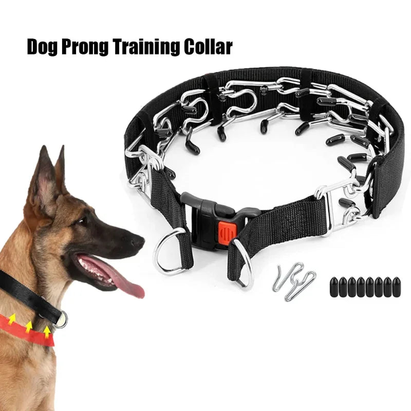 Dog Training Prong Collar with Quick Release Buckle & Nylon Cover