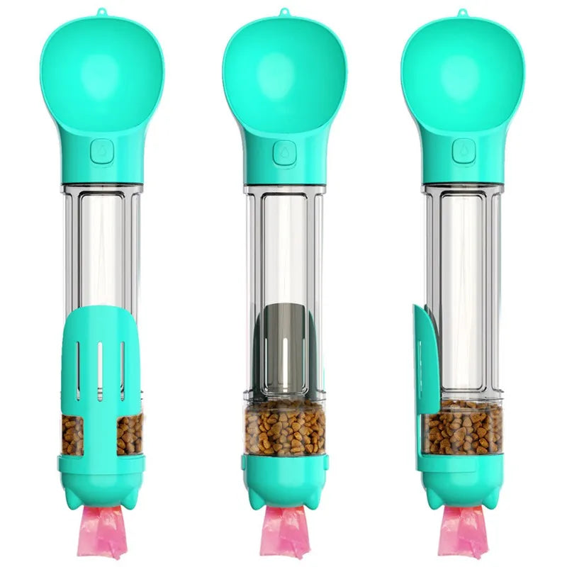 500ml Portable Pet Water Bottle and Food Feeder with Poop Dispenser