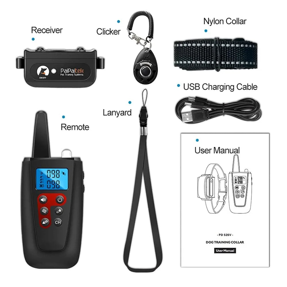 No Shock Dog Training Collar with Remote (Model: PD 526V-1) Beep & Vibration Modes | 3300 ft Range