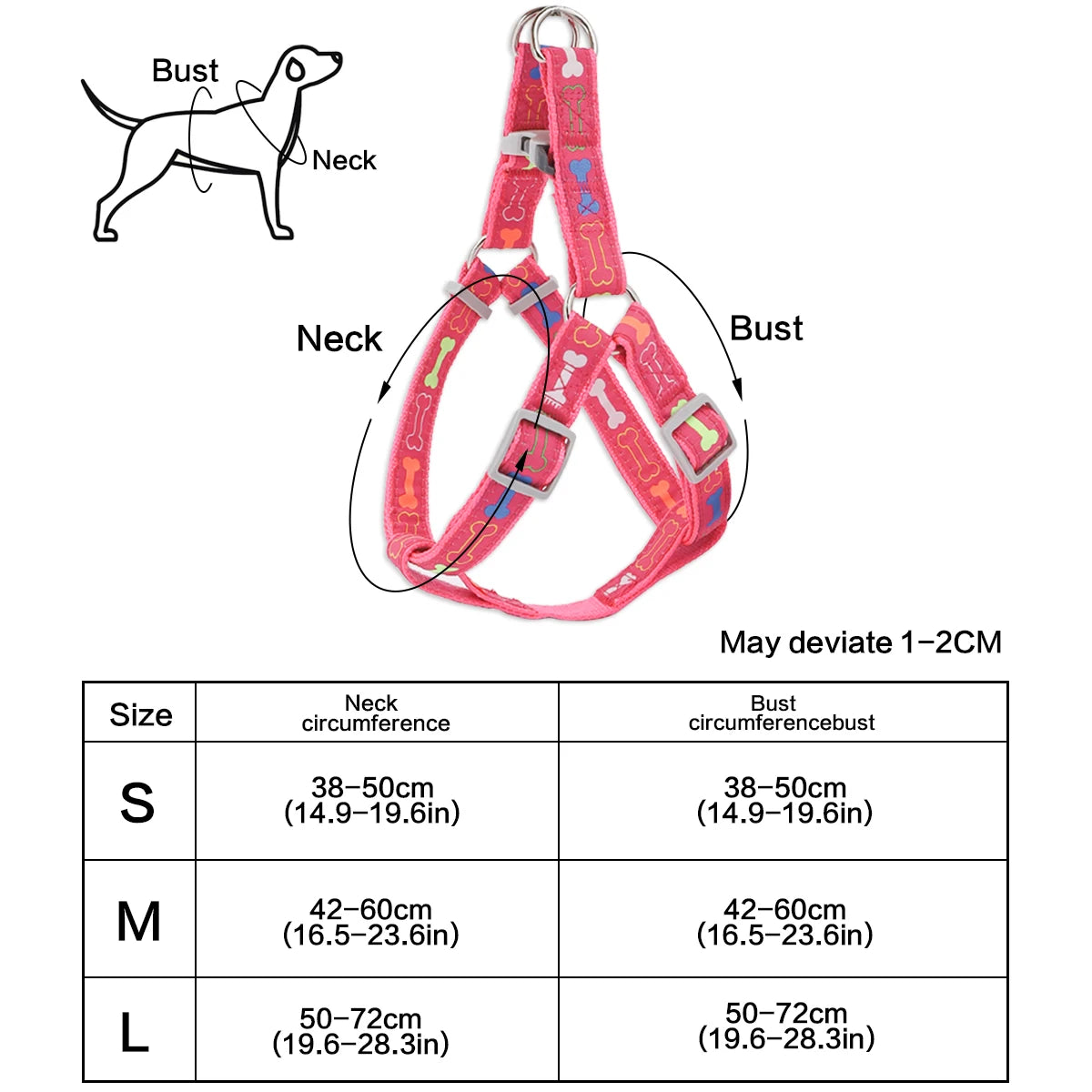 Colourful Bone Pattern Dog Harness