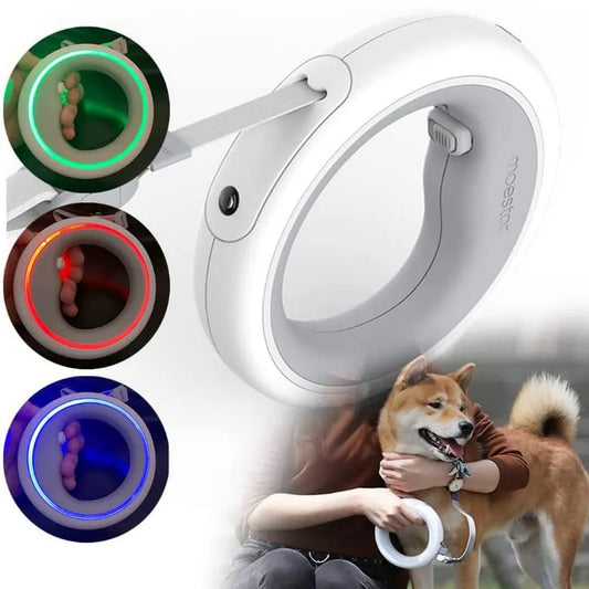 Moestar Retractable UFO Pet Leash with LED Light for Night Walks