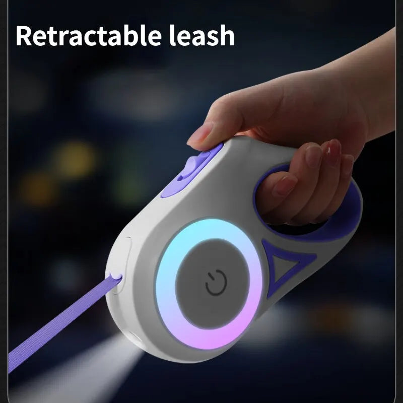 Retractable 5M/3M LED Flashlight Pet Leash