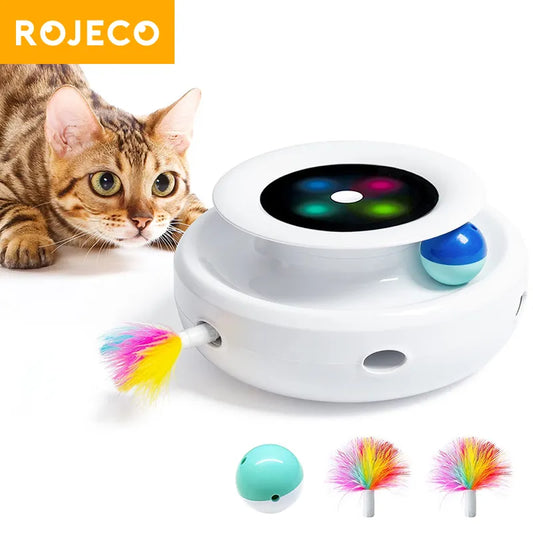 2-in-1 Smart Pet Toy Set: Automatic Feather Fun Ball Toy for Cats and Dogs